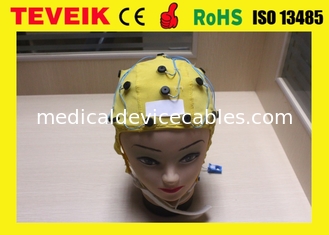 ผู้จัดจำหน่ายทางการแพทย์ของ Neurofeedback Yellow Integrated 20 ขั้ว EEG Cap สำหรับเครื่อง EEG, Ear Clip Tin Electrode