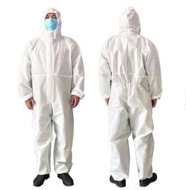 ชุดผู้ป่วยชุดป้องกันทิ้งทางการแพทย์ Coverall Suit SMS Non Woven Fabric Pull Head